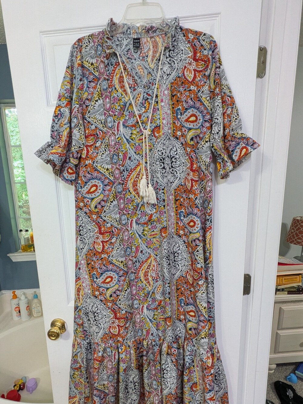 SHEIN All-Over Paisley Maxi Dress with Tassel Tie